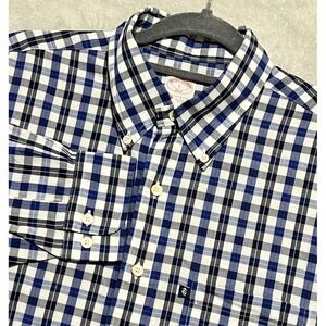 Brooks Brothers 346 Classic Blue Plaid Cotton Button Down Shirt Men's XL Preppy